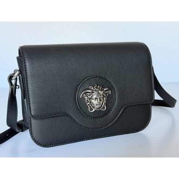 Versace Handbags - Versace Gold Medusa Head Leather Black Small Shoulder Bag 1008100 NWT $1750